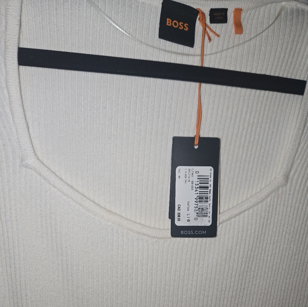 Boss Ivory Ribbed Dress - Picture 3 of 4
